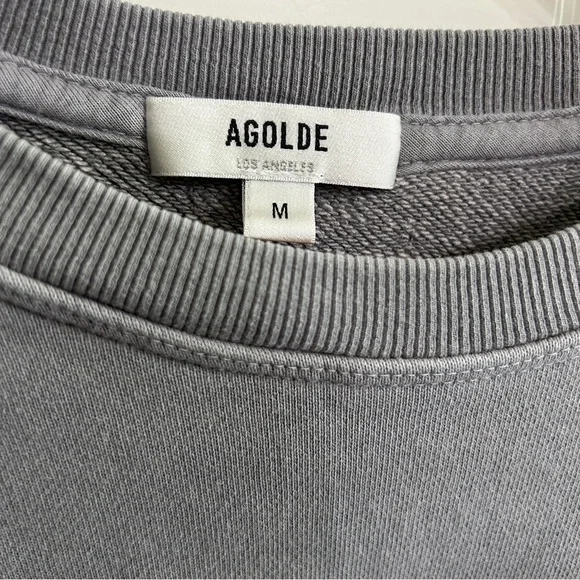 Agolde 3/4 length sleeve sweatshirt in a beautiful smokey grey color. - Picture 7 of 10